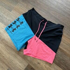 Under Armour Colorblock Blue Pink Shorts Men's Sz XL READ Training Swim‎